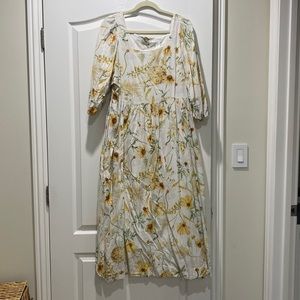 H&M Floral Midi Dress - White and Yellow